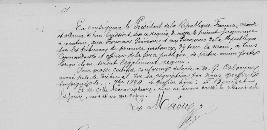 Acte de divorce de Louis I Pradel et Anna Maria Mounier — transcription du jugement, page 3.
