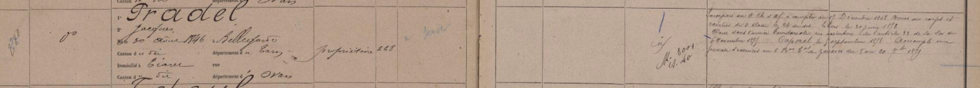 Registre matricule de Jacques II Pradel, classe 1866, matricule 280.