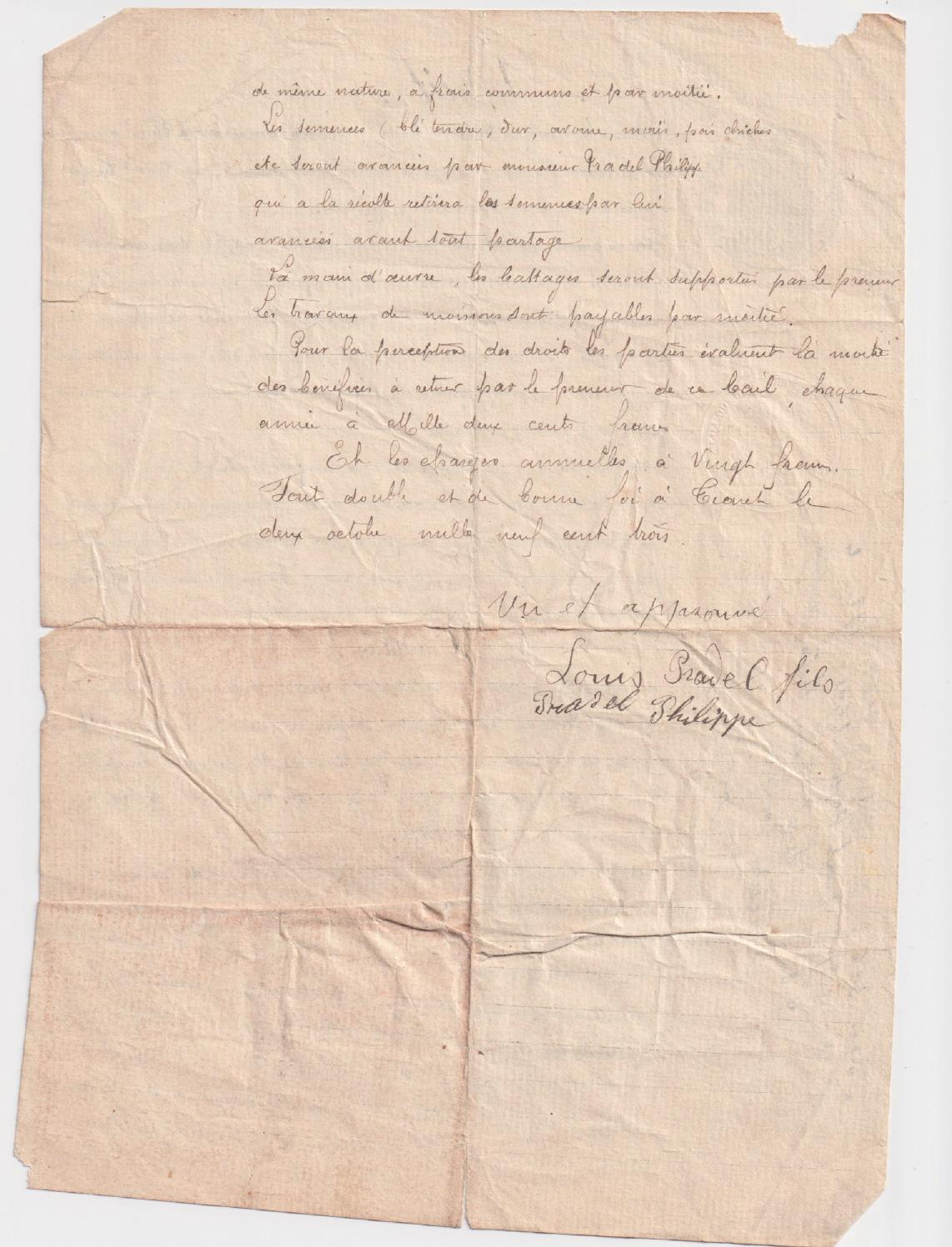 Bail à mi-fruits du 2 octobre 1903