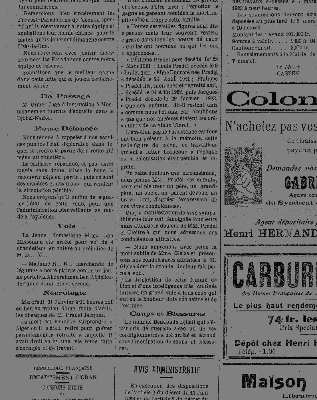 Gros plan : le discours des obsèques, qui donne la chronologie exacte des cinq morts de 1921-1923.