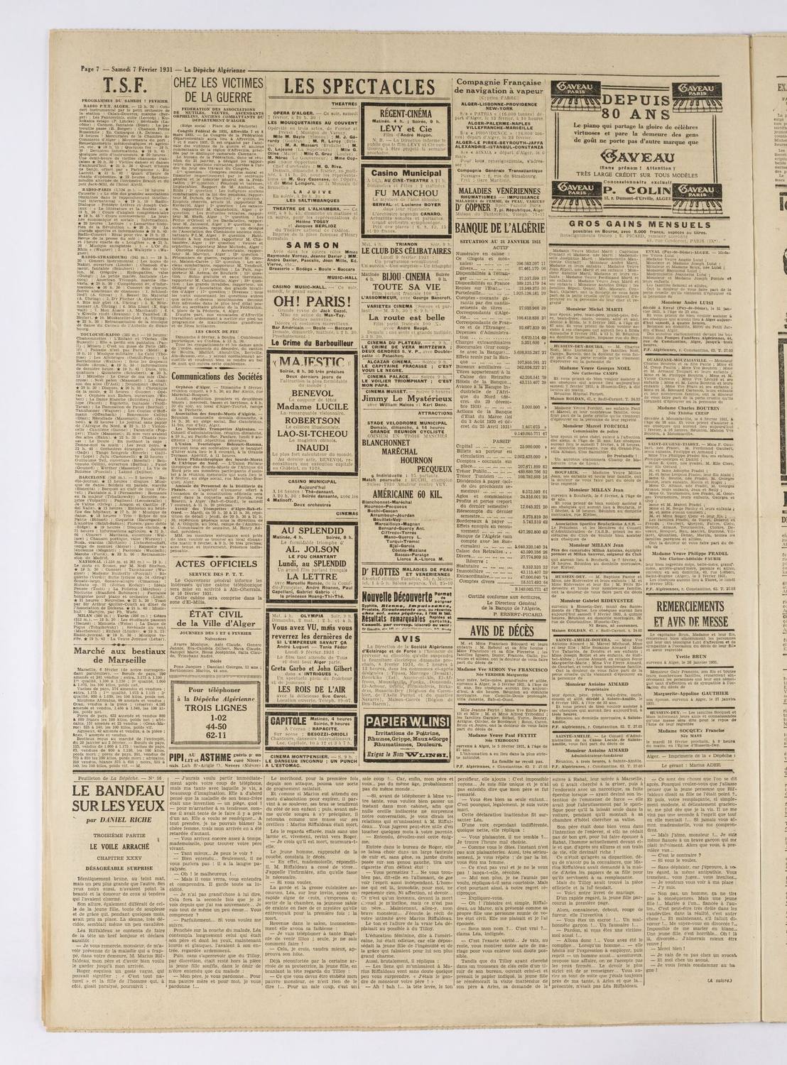 La Dépêche algérienne, 7 février 1931 — page entière.