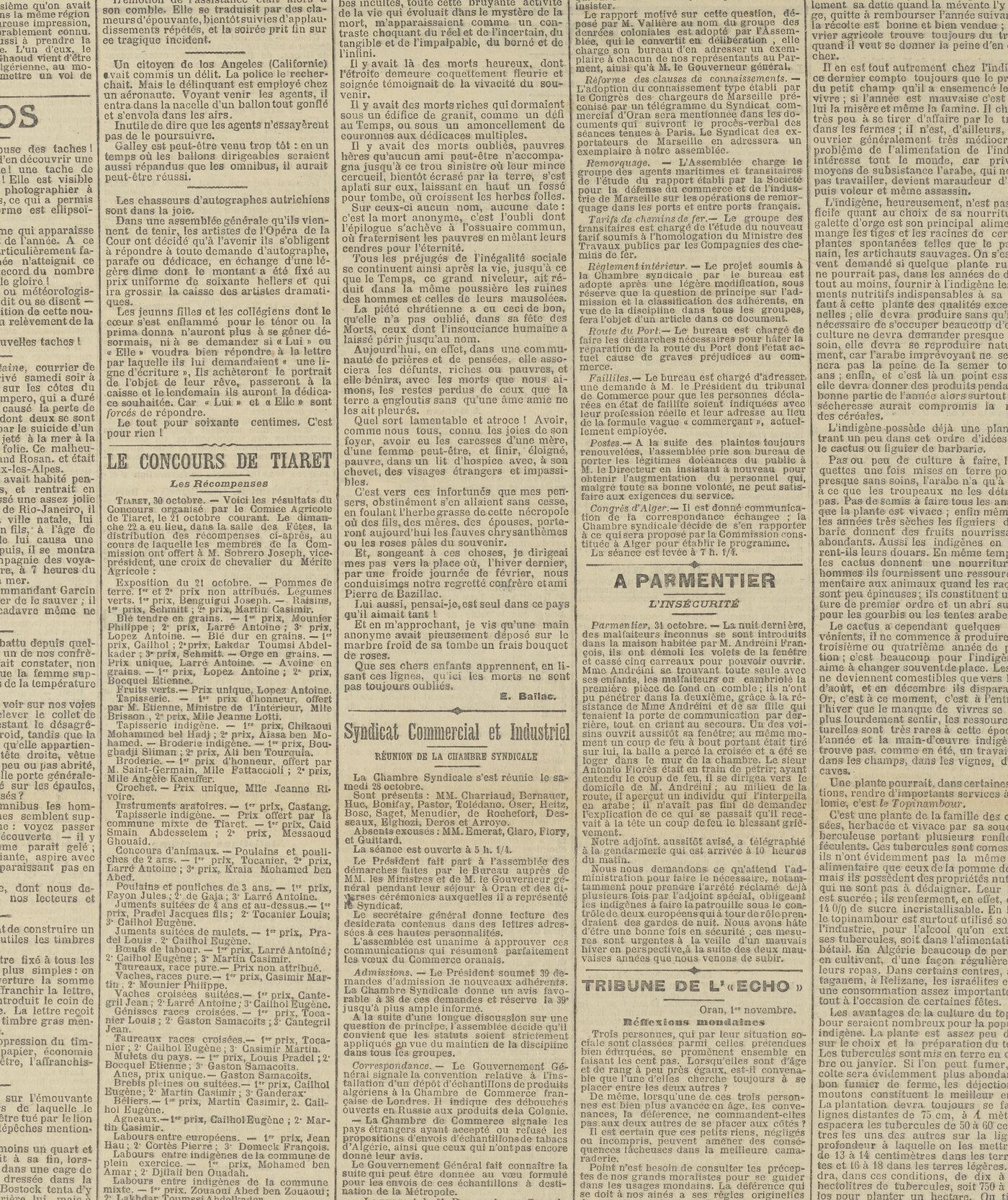 Fac-similé de L'Écho d'Oran, 2 novembre 1905